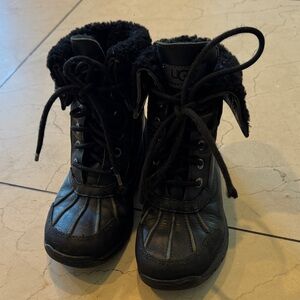 UGG Kids Black Lace-Up Winter Boots